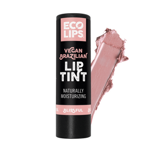 Fair Trade Certified ingredient label on a green background with Eco Lips branding.