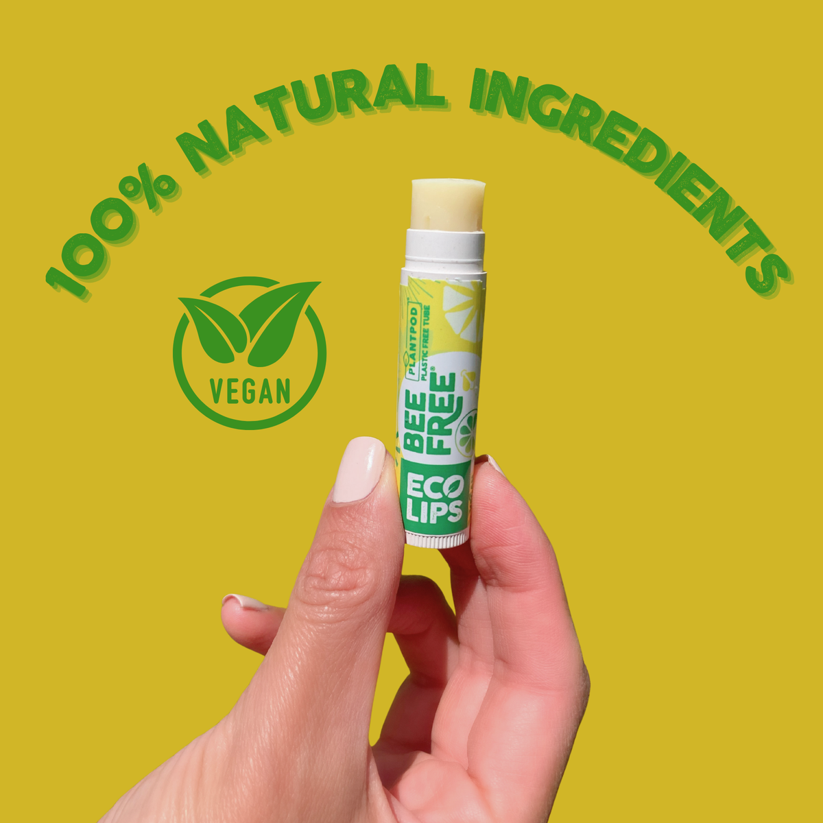 Vegan Bee Free® Plant Pod® Lemon Lime Organic Lip Balm, 3 pack