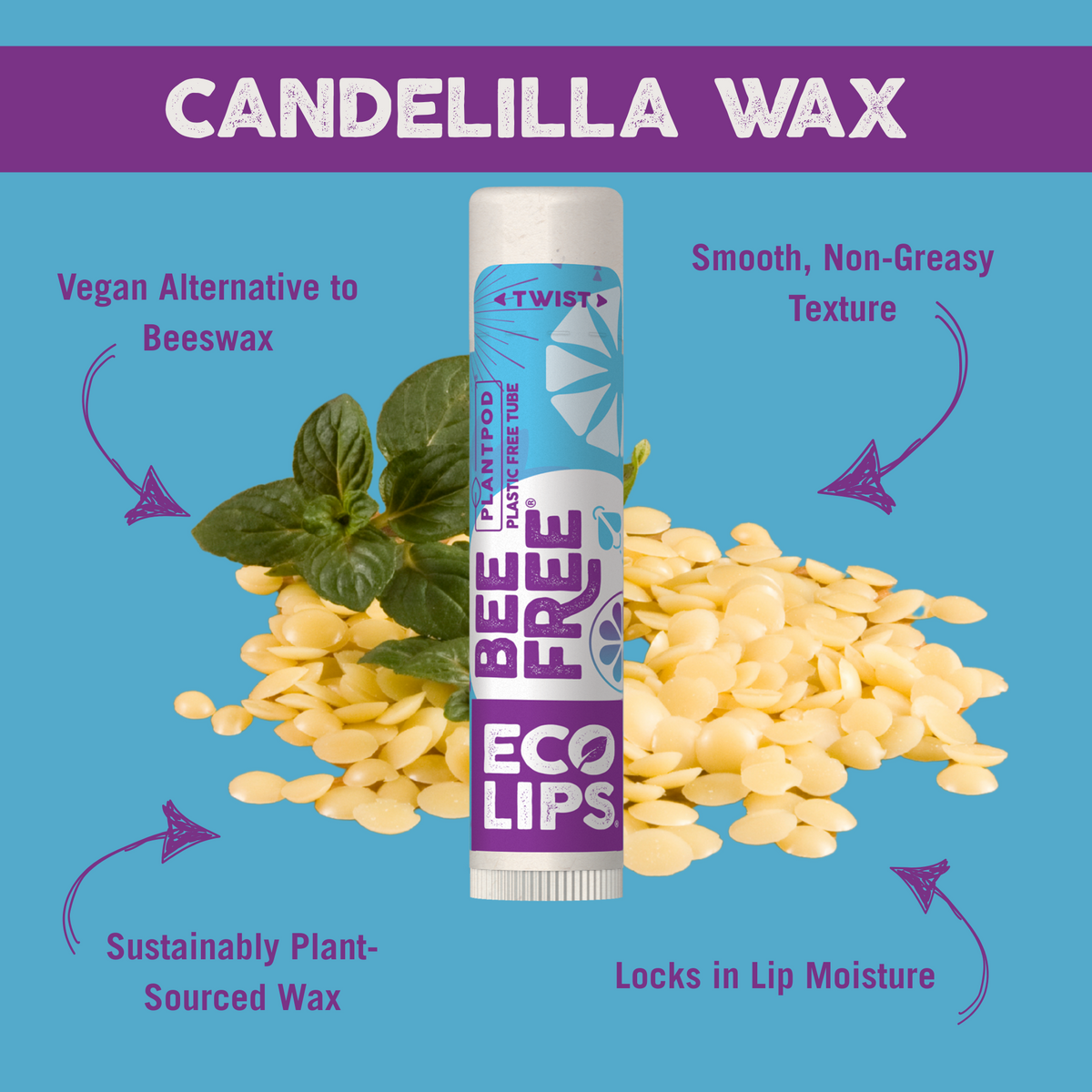 Vegan Bee Free® Plant Pod® Unflavored Organic Lip Balm, 0.15 oz.