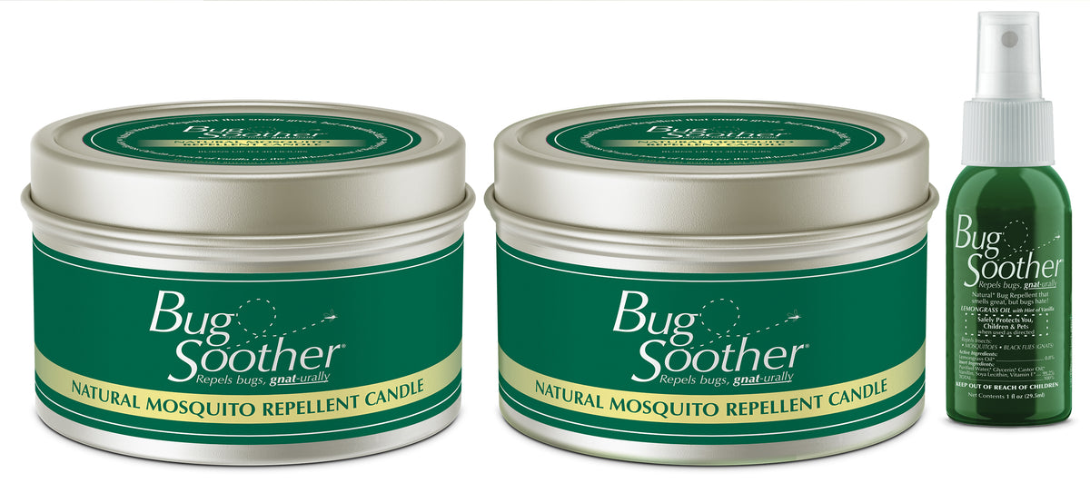 Bug Soother Mosquito Repellent 2-Pack Candle + 1 oz. Spray Bottle