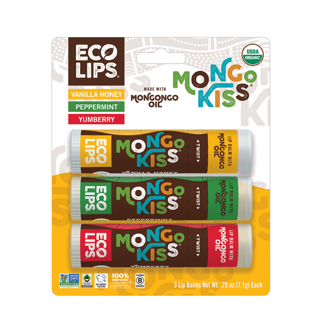 Mongo Kiss® Organic Lip Balm, 3 Pack Variety